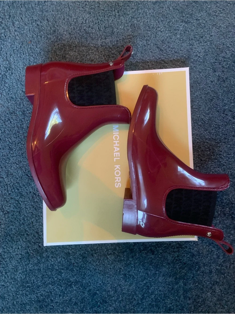 Michael Kors Glossy Burgundy Chelsea Rain Booties